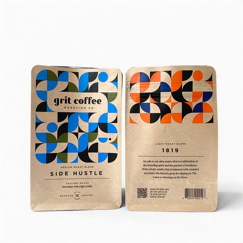 12oz Brown Kraft Paper Coffee Bag with Valve
