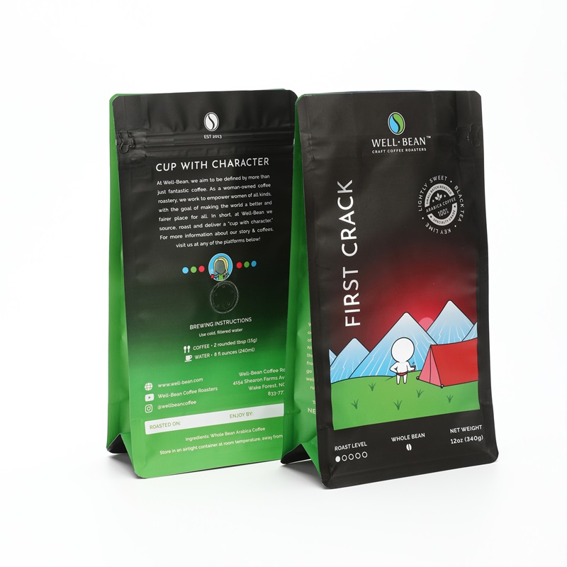 Matte Flat Bottom Pouch with Valve for Coffee Beans