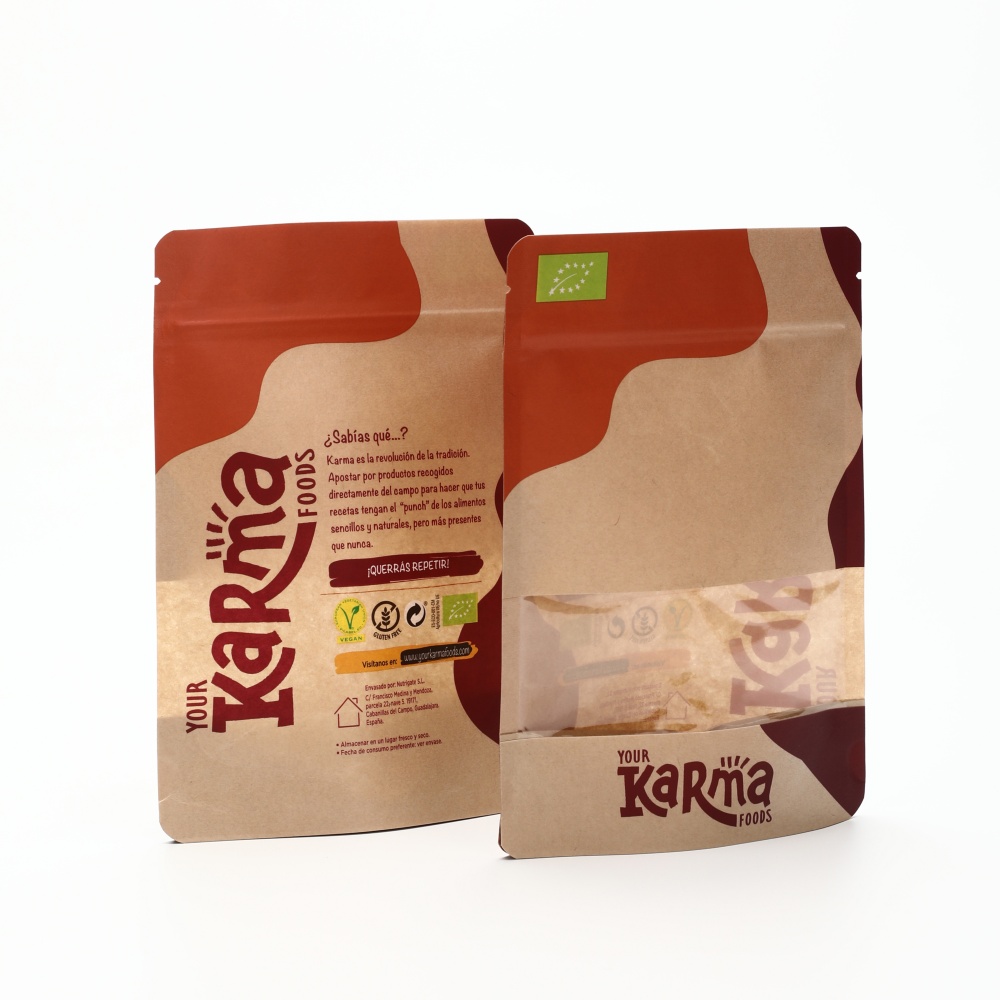 Custom Eco-Friendly Compostable Kraft Stand-Up Pouches with Window